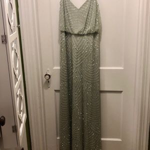 Adrianna Papell Art Deco Blouson Beaded Gown